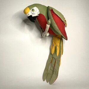 Vintage PARROT Birds of Paradise 27" Plush Bird Hanging Tiki Handcrafted Giselle